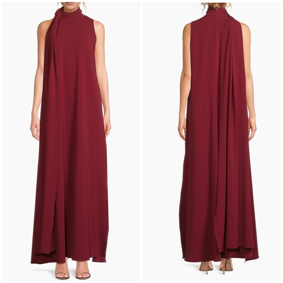 NWT EVE Black Halo Henna Sleeveless Gown Crimson Red Sz S - Picture 4 of 14